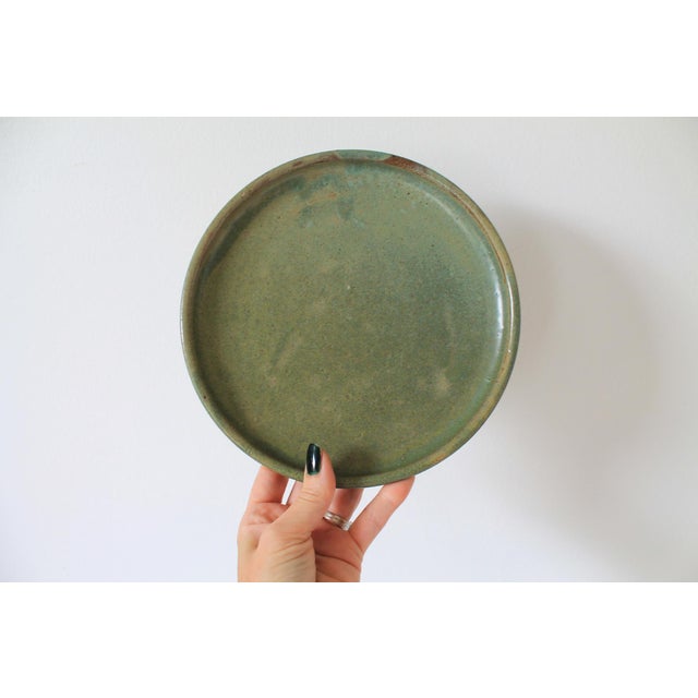 Blue Vintage Glazed Studio Art Pottery Berry Strainer W/ Saucer For Sale - Image 8 of 10