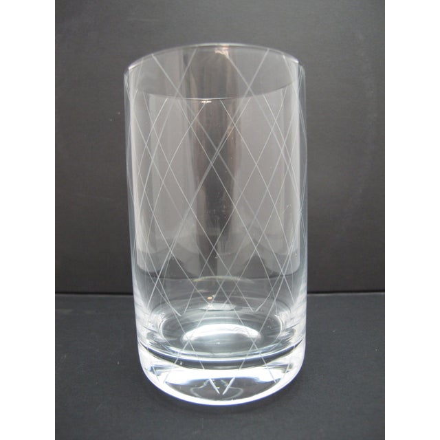 Glass Tiffany & Co Crystal Etched Diamond Criss-Cross MCM Tumbler Glass Set of 4 For Sale - Image 7 of 10