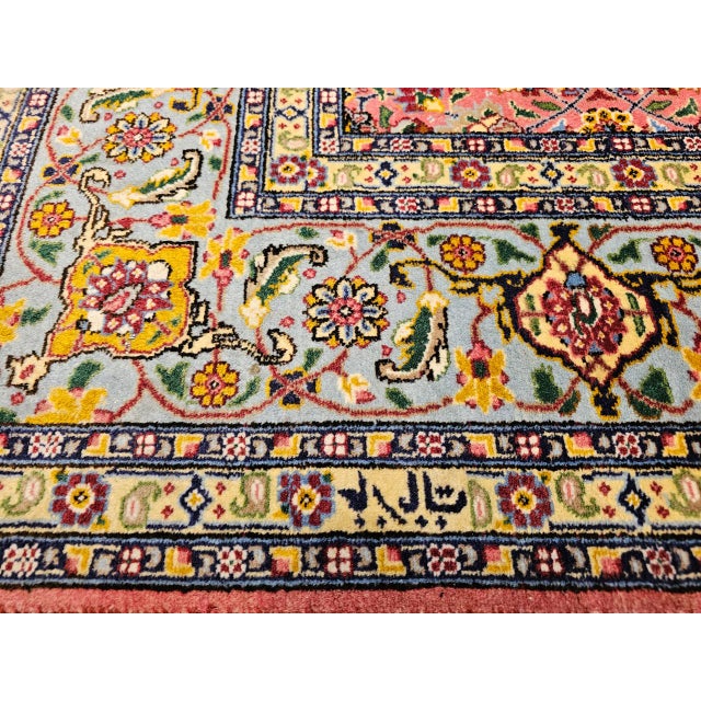 Vintage Persian Tabriz Rug, Hand-Knotted Wool, Allover Herati Pattern, Plum & Blue, 7x10 For Sale - Image 16 of 16
