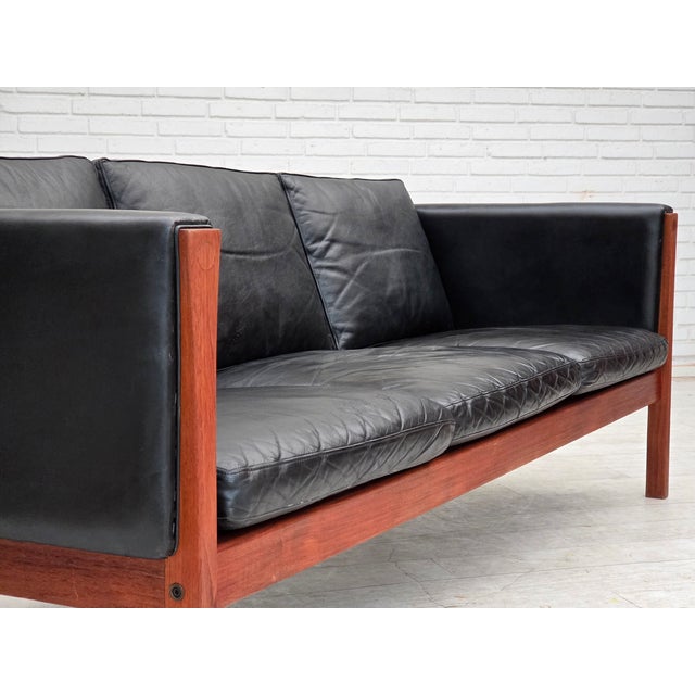 Black Vintage Danish Sofa by H.J.Wegner for Carl Hansen & Søn, 1960s For Sale - Image 8 of 18