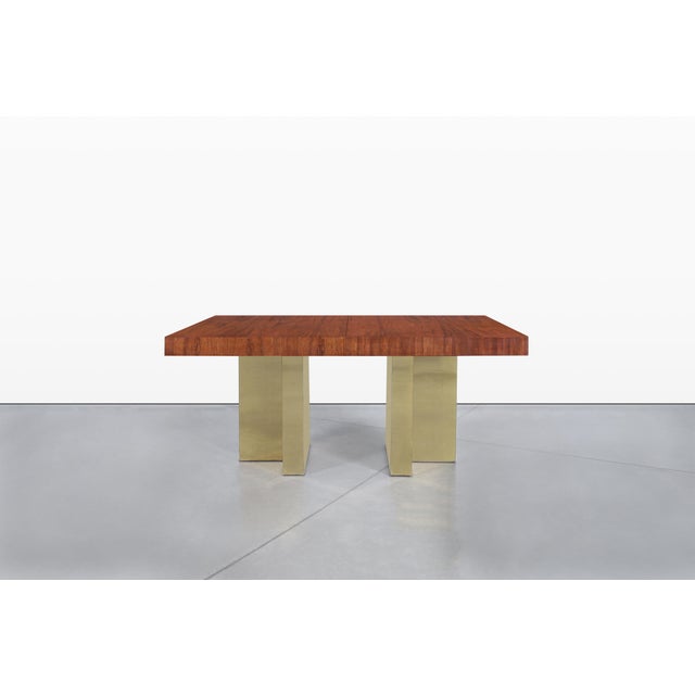 Sienna Mid-Century Modern Walnut and Brass Expanding Dining Table by Milo Baughman For Sale - Image 8 of 14