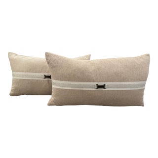Thom Filicia Home Collection Frost Buckle Lumbar Pillows, Pair For Sale