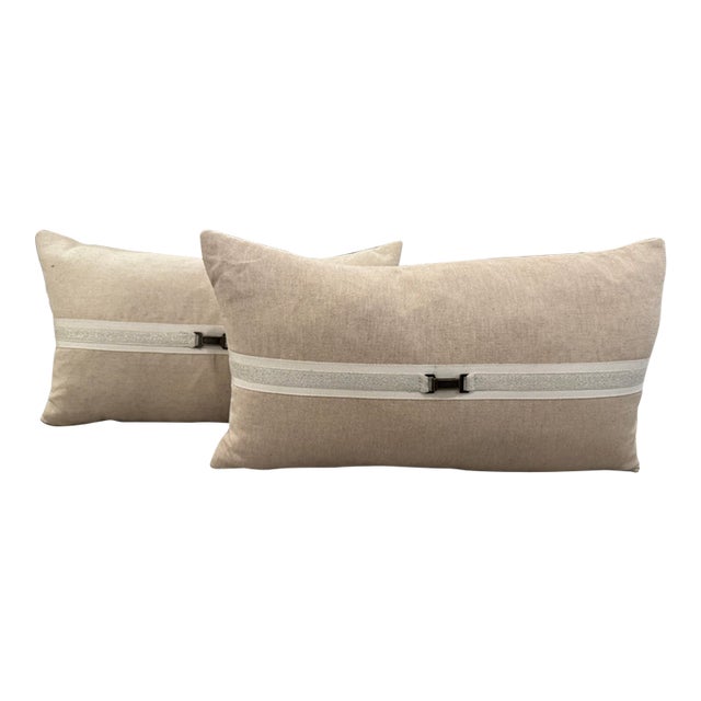 Thom Filicia Home Collection Frost Buckle Lumbar Pillows, Pair For Sale