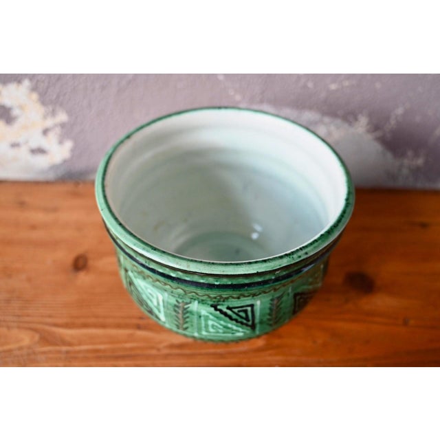 Ceramic Green Glazed Earthenware Cachepot, 1940s For Sale - Image 7 of 10