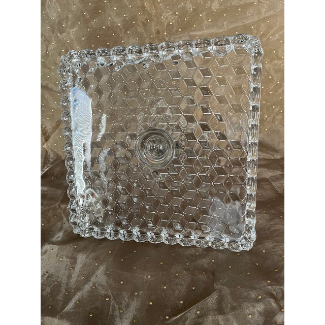 American Fostoria 1915-82 American Clear Cube Square 10 1/8" Cake Stand For Sale - Image 3 of 10