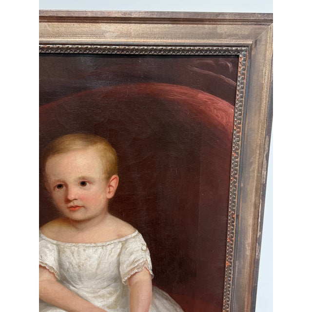 American Folk Art Portrait of a Young Child Holding a Slipper, C. 1830–1850 For Sale In Providence - Image 6 of 12