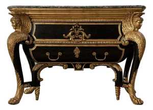 Louis XV-Style Boulle Commode With Gilt Bronze Mounts & Marble Top by Maitland Smith