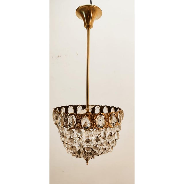 Brass Suspension Light with Crystals For Sale - Image 5 of 17