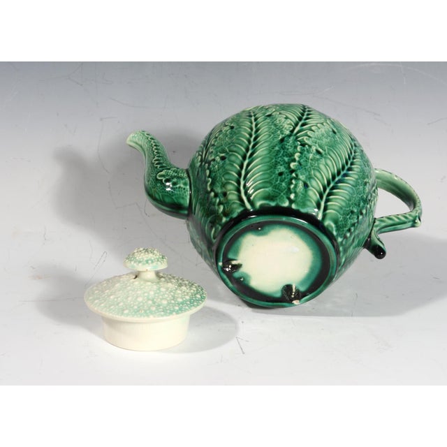 Ceramic American Etruscan Majolica Teapot in the Form of a Cauliflower For Sale - Image 7 of 8