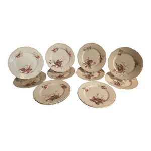 1950s Haviland Limoges Fish and Crustacean Design Dinner Plates - Set of 12