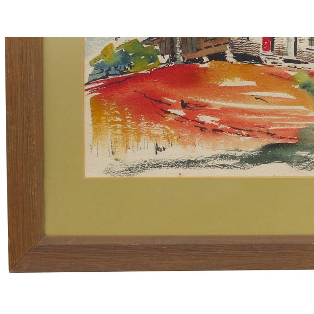 Wood Vintage Ouida Romanoff George Framed Watercolor For Sale - Image 7 of 10