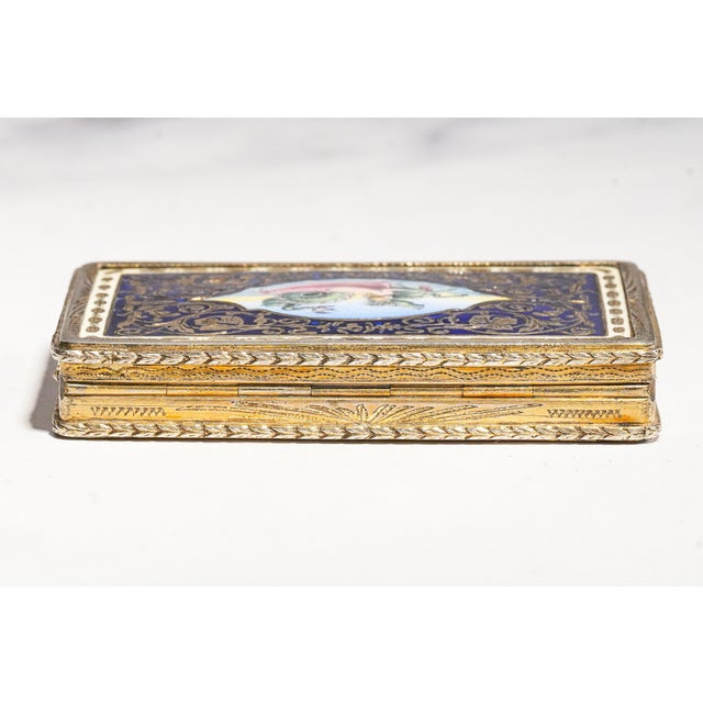 Blue Amazing European 19th Century Antique Continental 800 Silver Gold Gilt Enamel Snuff Box Nereid Riding Hippocamp Neoclassical Art Tobacciana For Sale - Image 8 of 16