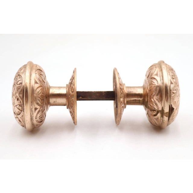 Antique 1870s Polished Brass Vernacular Door Knob Set For Sale - Image 4 of 7