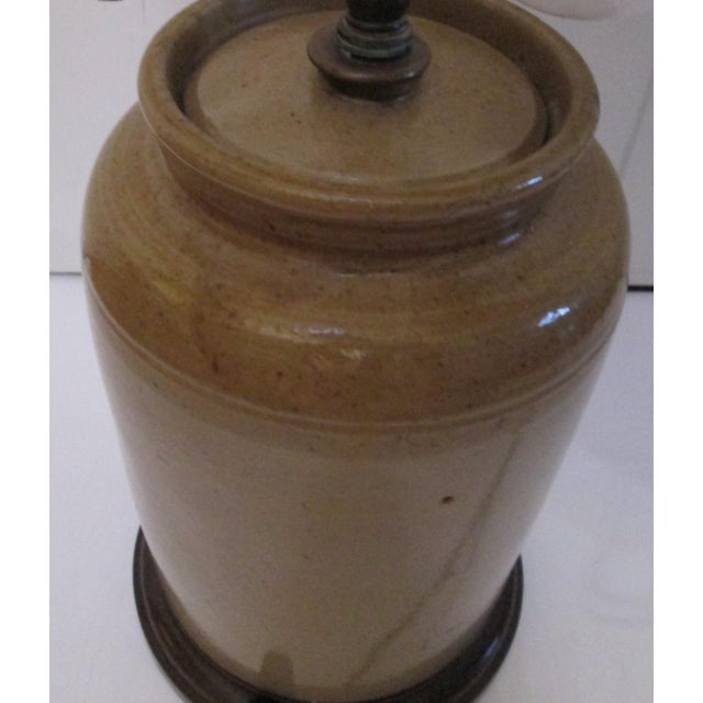 Vintage Morrocan Glaze Terra Cotta Double Socket Lamp For Sale In Los Angeles - Image 6 of 11