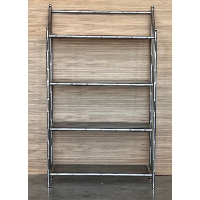 Mid 20th Century Faux Bamboo Etagere with Four Shelves and Mate Chrome Finished For Sale - Image 16 of 18