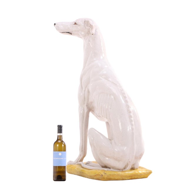Italian Italian Majolica Statue of a Borsoi Dog, C. 1950 For Sale - Image 3 of 4