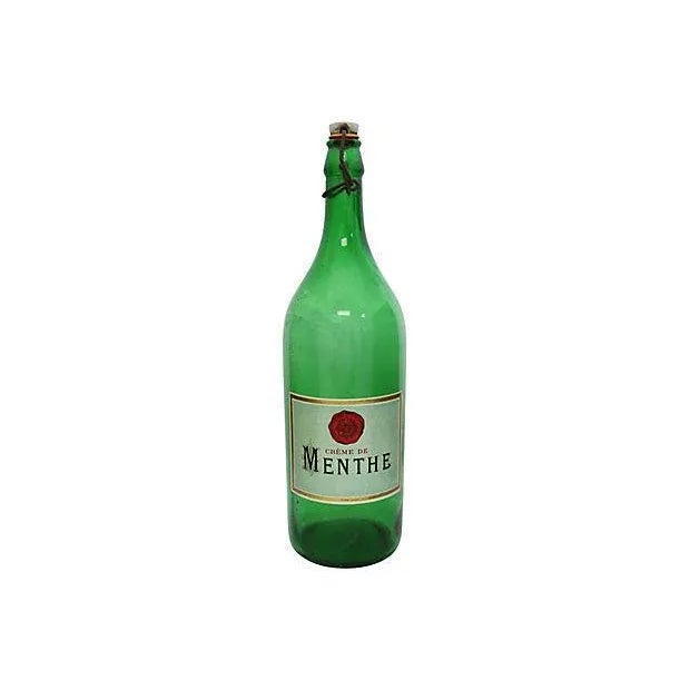 1930s Large French Crême De Menthe Bistro Bottle For Sale - Image 4 of 4
