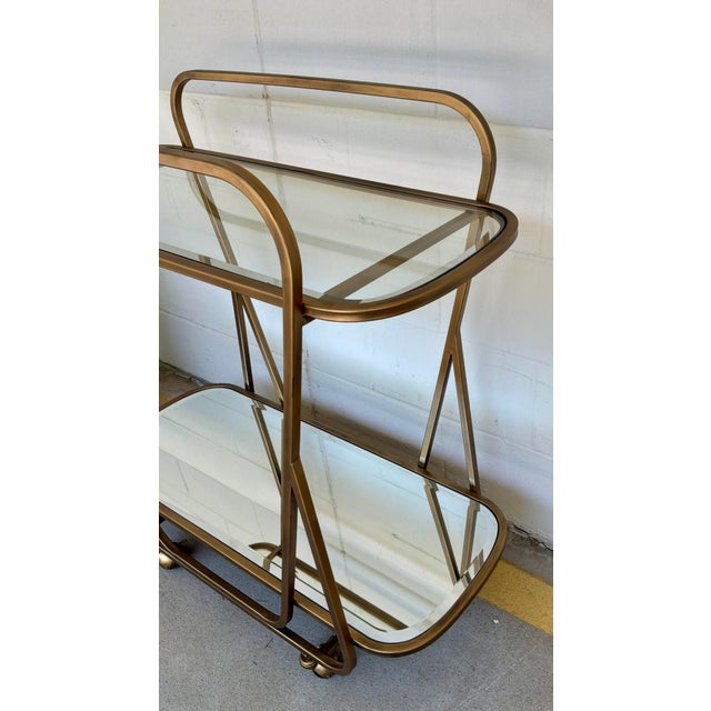 Swaim Swain Co. Modern Antique Brass Bar Cart For Sale - Image 4 of 4