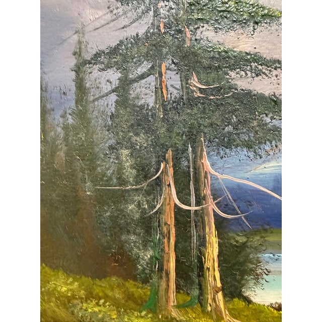 Late 20th Century D. Hill Mount Rainier Landscape Oil Painting, Vintage For Sale - Image 5 of 12