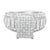 14K White Gold 2.0 Cttw Mixed-Cut Diamond Rectangle Invisible-Set Composite Cluster Ring with Bar- and Channel-Set Band - Size 7 For Sale - Image 4 of 7