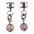 Chanel Silver CC Chain Purple Bead Long Piercing Earrings - 2 Pieces For Sale