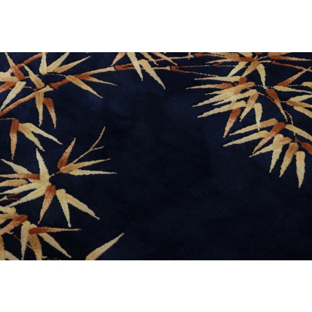 Antique Chinese Art Deco Rug, Midnight Blue With Bamboo Patterns - Rug & Kilim For Sale In New York - Image 6 of 6