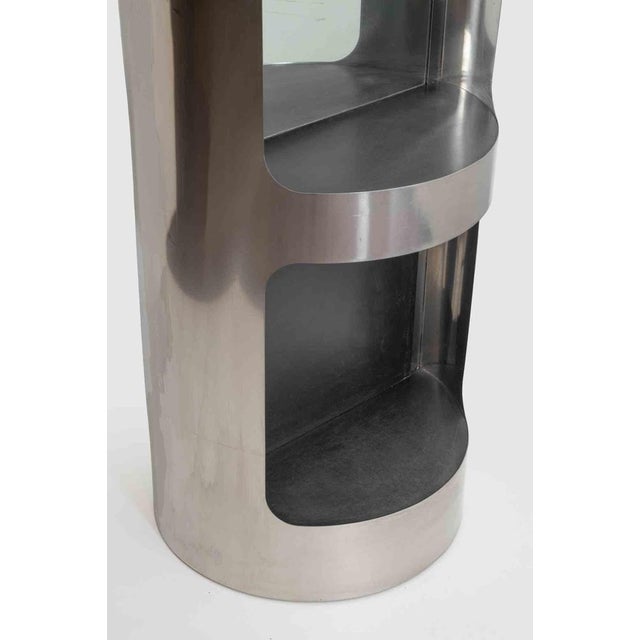 Italian Modern Totem Floor Lamp with Mirror, Steel and Glass, 1970s For Sale - Image 3 of 8