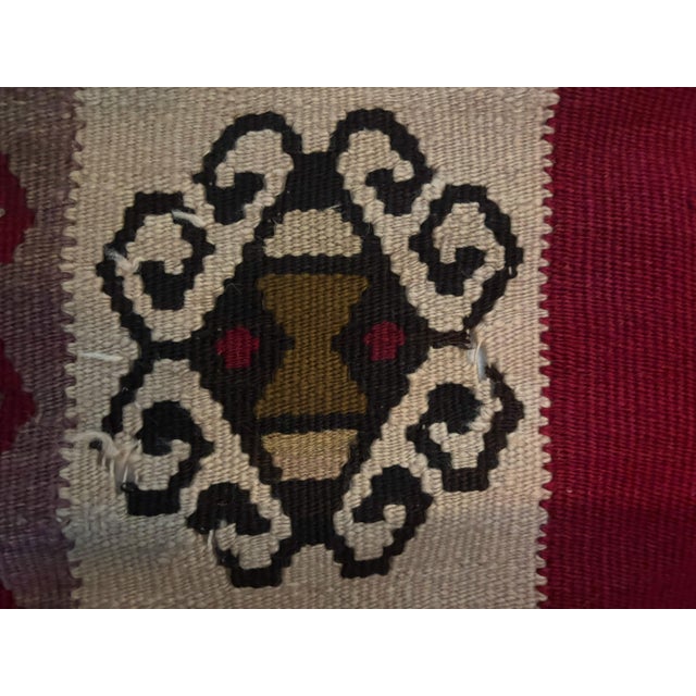 Tribal Flat-Weave Turkish Textile. Repeating Tribal Medallions Woven Into a Bold, Solid, Crimson Field For Sale - Image 3 of 7