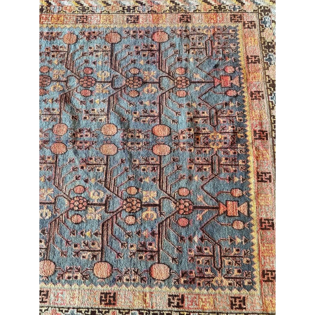 Vintage Khotan Rug, Handmade Oriental Rug, Soft shrimp, Beige, Brown, Blue-Gray For Sale - Image 9 of 9