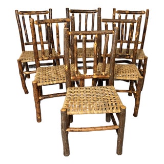 Early 20th Century Rustic Hicckory Spindle-Back Dining Chairs - Set of 6 For Sale