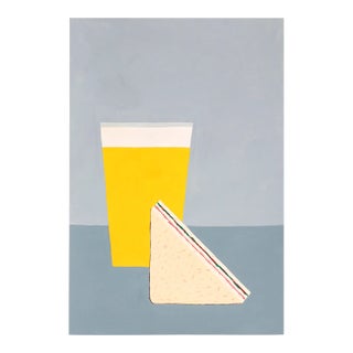 2023, Contemporary Still Life of Junk Food, "Blt Sandwich With Beer", Acrylic on Watercolr Paper by Gio Bellagio For Sale