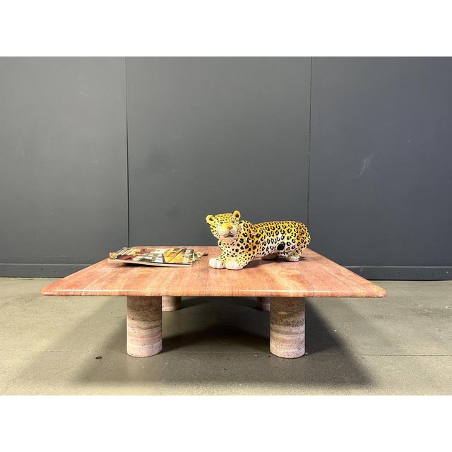 Red Travertine Coffee Table by Angelo Mangiarotti for Up&Up, Italy, 1970s For Sale - Image 14 of 16