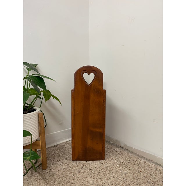 Vintage Handcrafted Wooden Umbrella Stand With Heart Cutout Handles For Sale - Image 10 of 10