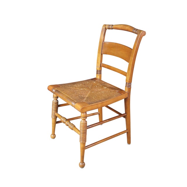 American Early 20th Century 6 Rike-Kumler Early American Maple Rush Seat Country Farmhouse Dining Chairs For Sale - Image 3 of 14