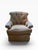 Textile Tufted Swivel Club Chair in Taupe Denim-Style Fabric For Sale - Image 7 of 11
