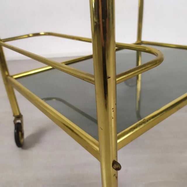 Vintage Gold Brass Bar Cart, 1960s For Sale - Image 15 of 17