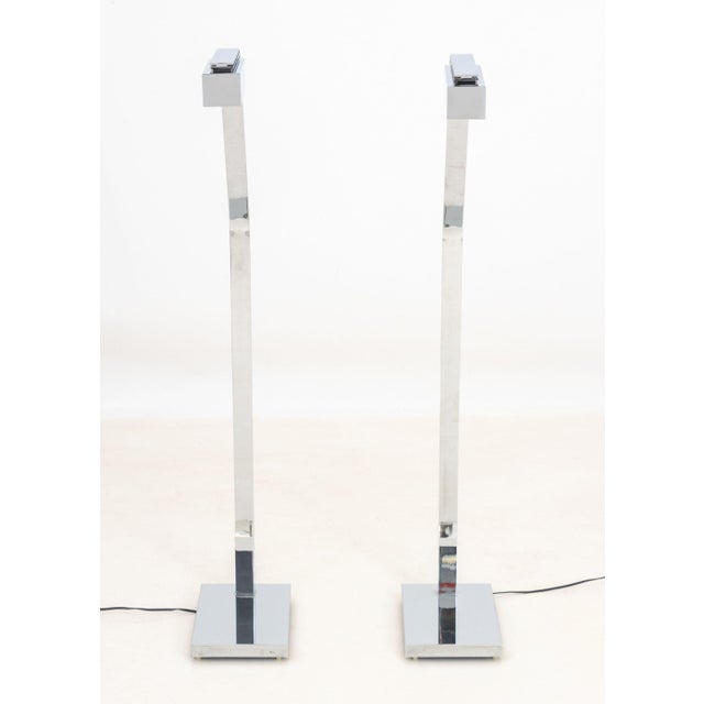 Mid 20th Century Casella Lighting Modern Chrome-Plated Floor Lamps, Pair For Sale - Image 5 of 7