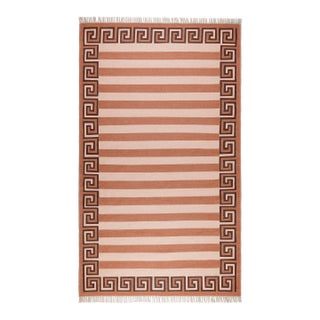 Part & Parcel Goods Wool Stripe Rug, 9' x 12', Bisque, Topaz and Chocolate For Sale