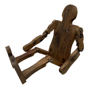Mid 20th Century Life Size Articulating Wood Man; Folk Art Wood Sculpture