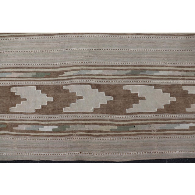 Mid 20th Century Vintage Turkish Kilim Rug With Geometric Patterns and Soft Pastel Hues 7'6"x11'3" For Sale - Image 5 of 11