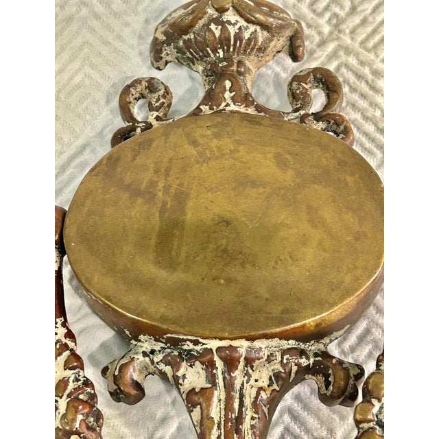 Early 20th Century Antique French Rococo Revival Cast Brass Door Knocker With Original Painted Patina c.1900 For Sale - Image 5 of 11
