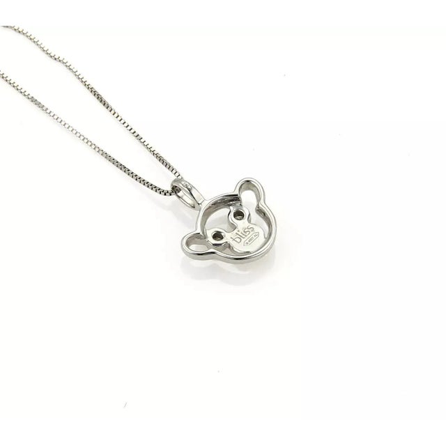 Contemporary Bliss Special Moments Diamond Teddy Bear Face 18k White Gold Pendant For Sale - Image 3 of 5