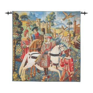 The Falconing Expedition Loom Woven Tapestry - 198 X 190cm (6'6" X 6'3") - Requires Rod Size 5 For Sale