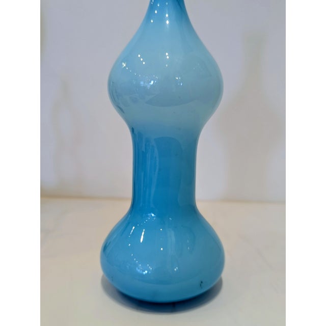 Sky Blue Empoli Cased Glass Vase, Mid-Century Italy For Sale - Image 4 of 8