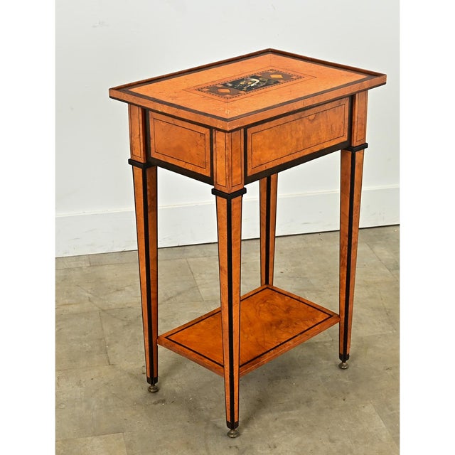 English 19th Century Birch Marquetry & Stone Inlay Table For Sale - Image 12 of 12