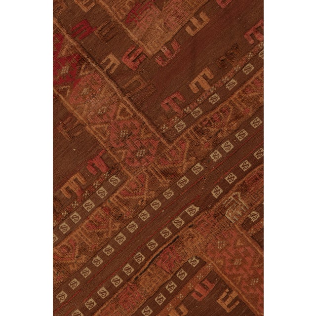 1950s Vintage Afghan Tribal Kilim in Brown With Geometric Pattern by Rug & Kilim For Sale - Image 5 of 7