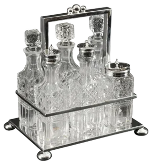 19th Century Victorian Silver Plated 6 Bottle Cruet Set from Wade Wingfield Wilkins, Set of 7