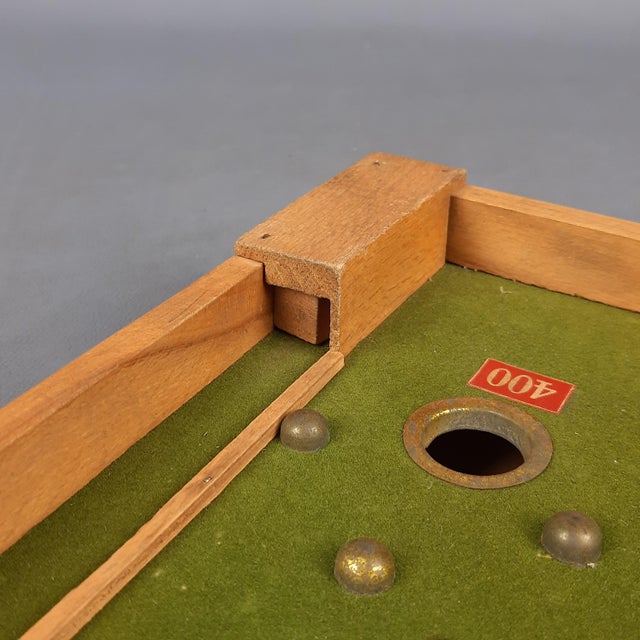 Antique Bagatelle Pinball Game in Wood with Green Cloth from F.F.G.G., Early 1900s For Sale - Image 11 of 15