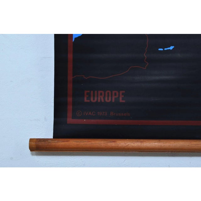 Cool vintage chart of Europe in black and blue from 1973. The blue contrasts beautifully with the black to show the seas,...
