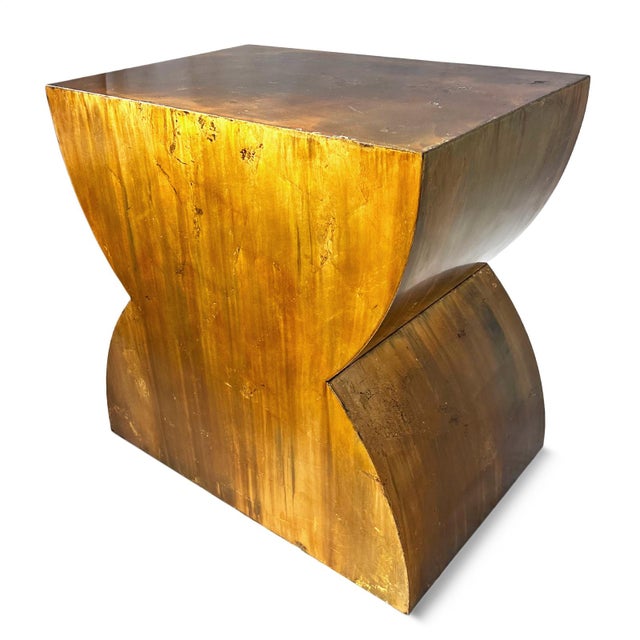 Modern Vintage Gold Glazed Modern Iron Hourglass Table For Sale - Image 3 of 10